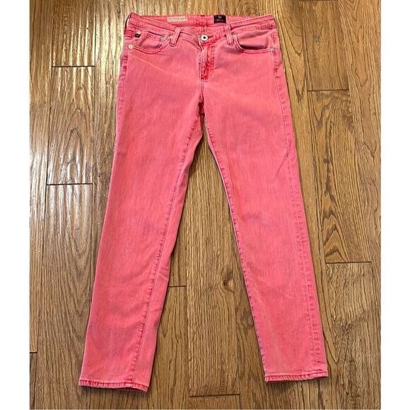 AG Adriano Goldshmied The Stevie red slim straight ankle jeans 28 - Picture 3 of 12
